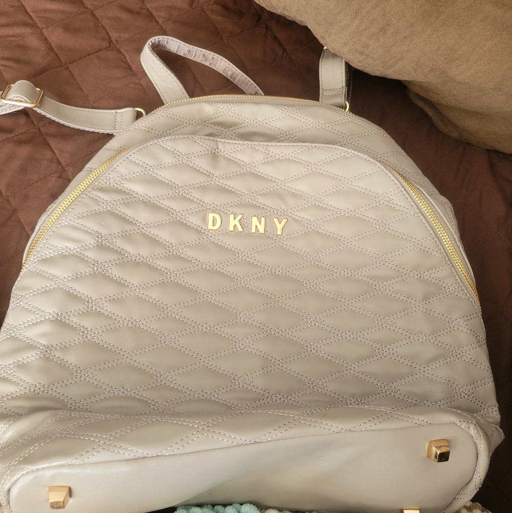 DKNY Quilted Cream Backpack